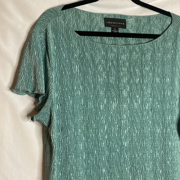 CONNECTED APPAREL TEAL CRINKLE BLOUSE (XL) - Picture 3 of 6